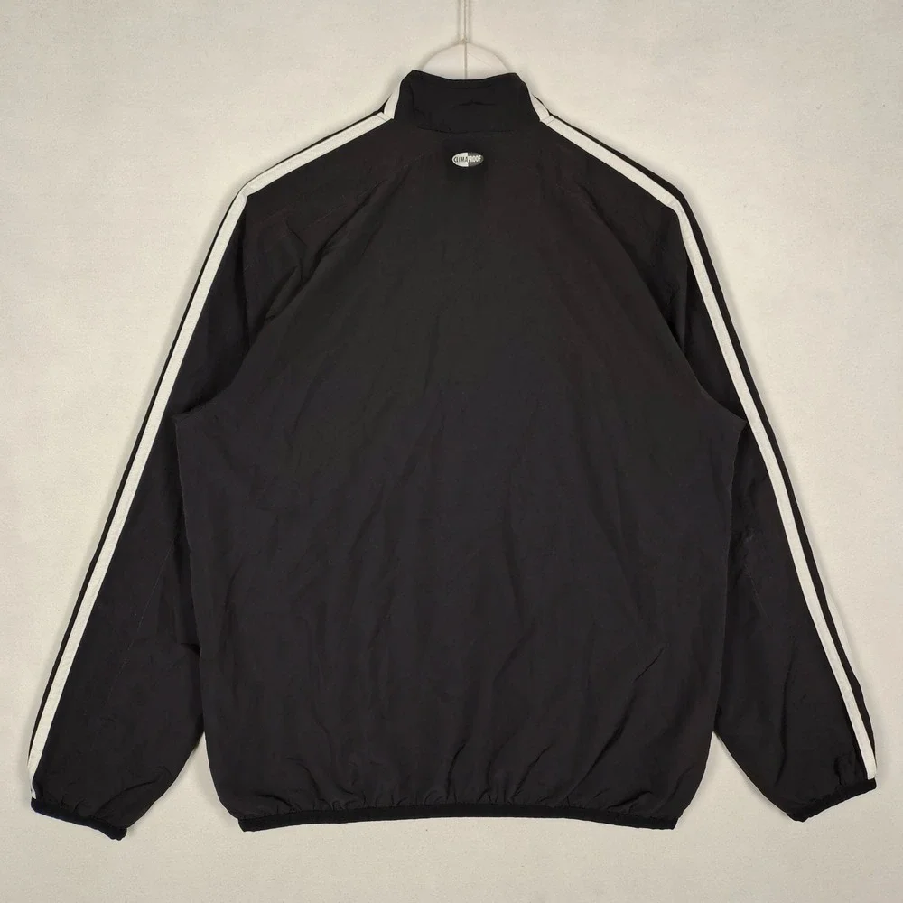 Adidas Climaproof Full-Zip Windbreaker Jacket Black XL 3-Stripe Mesh Lined